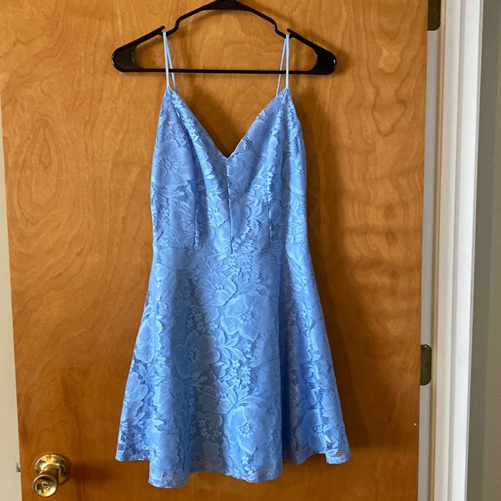 Small blue lace cocktail dress
